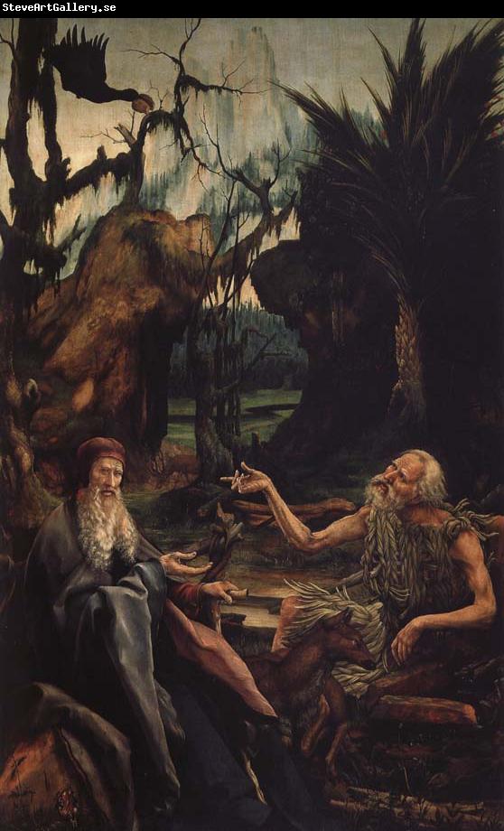 Matthias Grunewald den helige antonius besoker paulus eremiten